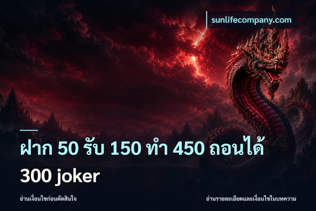 ฝาก 50 รับ 150 ทํา 450 ถอนได้ 300 joker