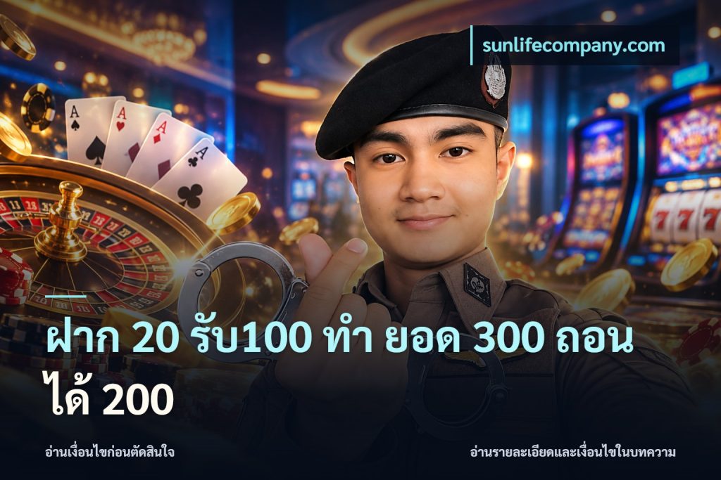ฝาก 20 รับ100 ทํา ยอด 300 ถอนได้ 200