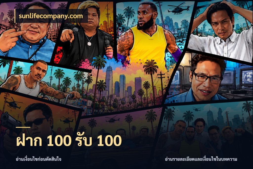ฝาก 100 รับ 100 รูปแบบโบนัสกับสิทธิ์ของสายเกม ในมุม sunlifecompany.com