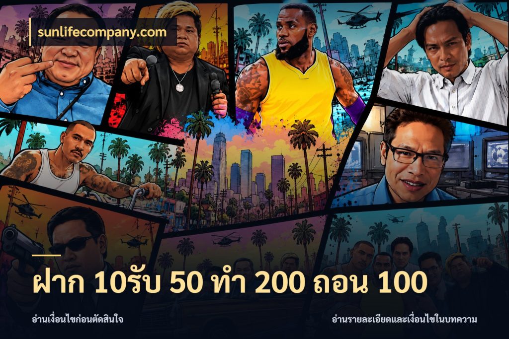 ฝาก 10รับ 50 ทํา 200 ถอน 100 sunlifecompany.com โปรยอดรับที่สายเกมสนใจ